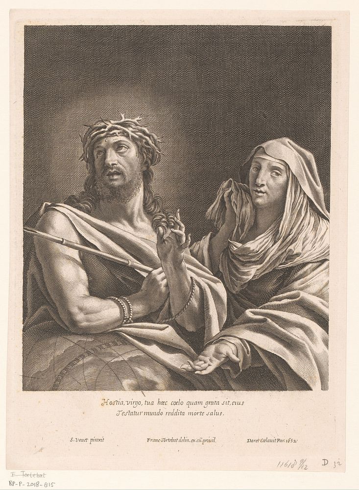 Christus als Man van Smarten en Maria als Mater Dolorosa (1652) by Pierre Daret, Simon Vouet, François Tortebat, François…