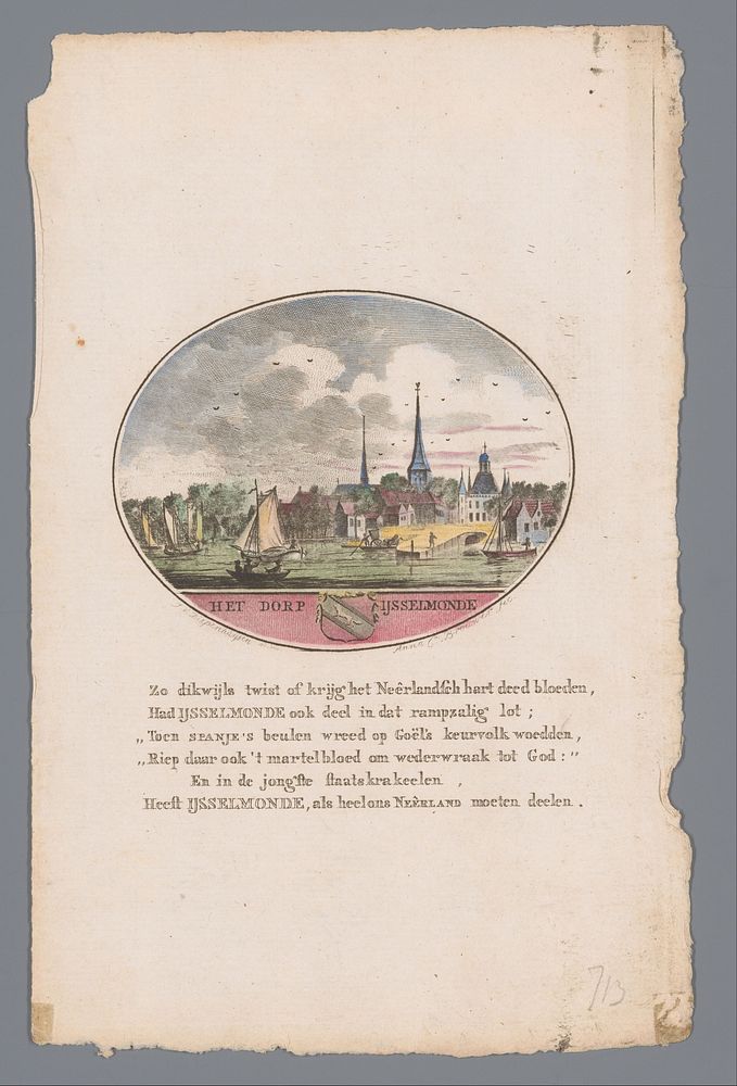 Gezicht op IJsselmonde (1793 - 1801) by Anna Catharina Brouwer, Johannes van Diepenhuijsen and Hendrik Arend Banse and Co