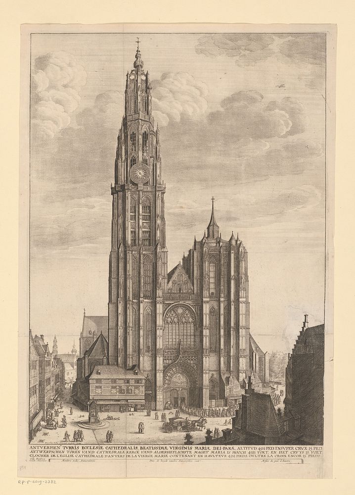 Gezicht op de Onze-Lieve-Vrouwekathedraal te Antwerpen (1649) by Wenceslaus Hollar, Wenceslaus Hollar and Gilles Hendricx