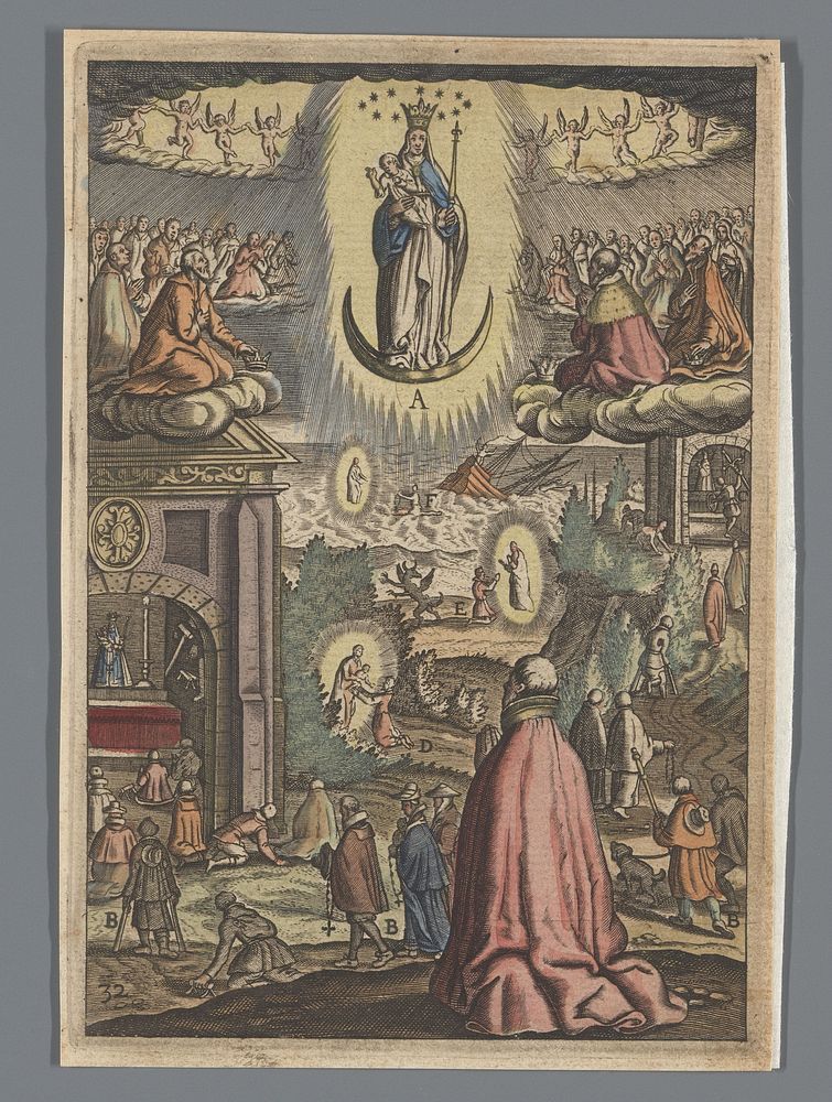 Verschijning van Maria met Kind op de maansikkel (1500 - 1599) by Boëtius Adamsz Bolswert and anonymous