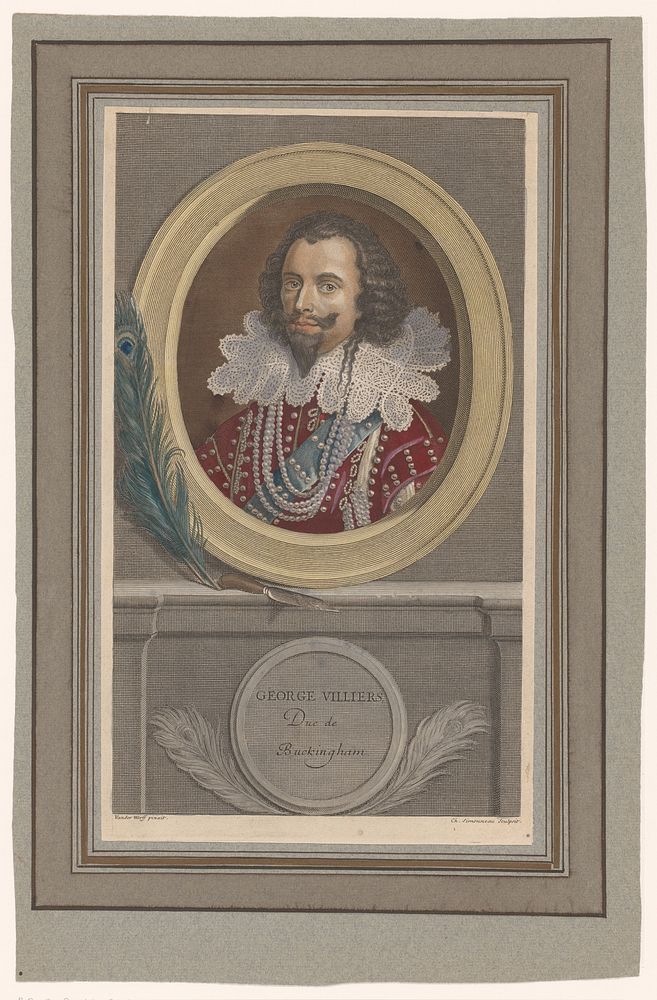 Portret van George Villiers, hertog van Buckingham (1655 - 1728) by Charles Louis Simonneau and Adriaen van der Werff