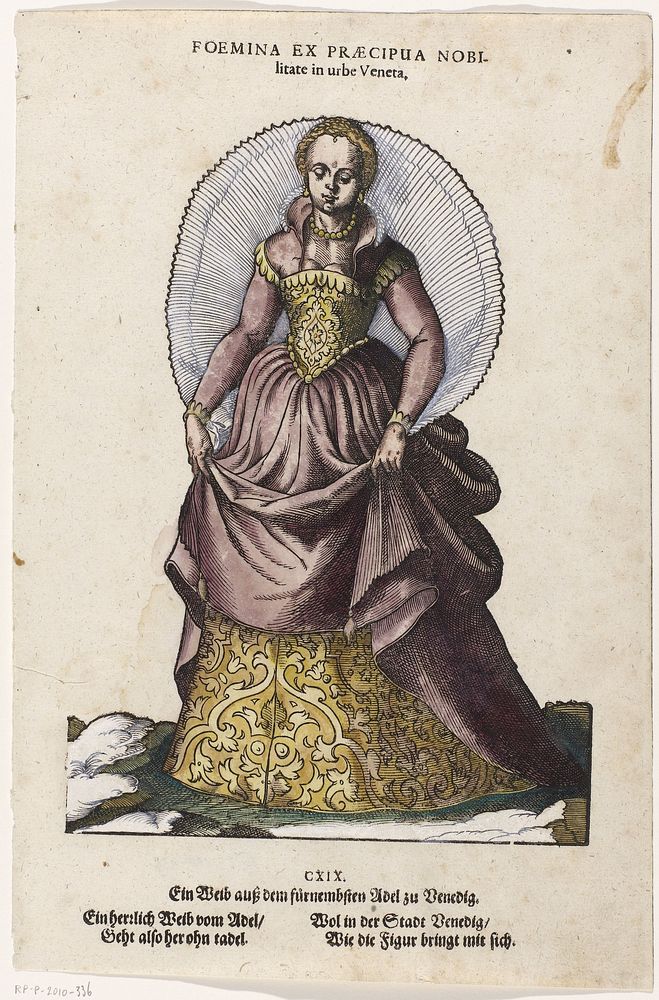 Adellijke vrouw in Venetiaanse dracht (1577) by Jost Amman and Hans Weigel