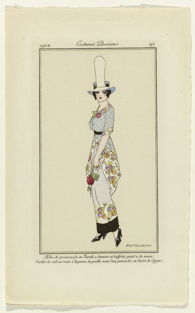 Journal des Dames et des Modes, 1912, Costumes Parisiens, no. 10: Robe de promenad (...) (1912) by Umberto Brunelleschi