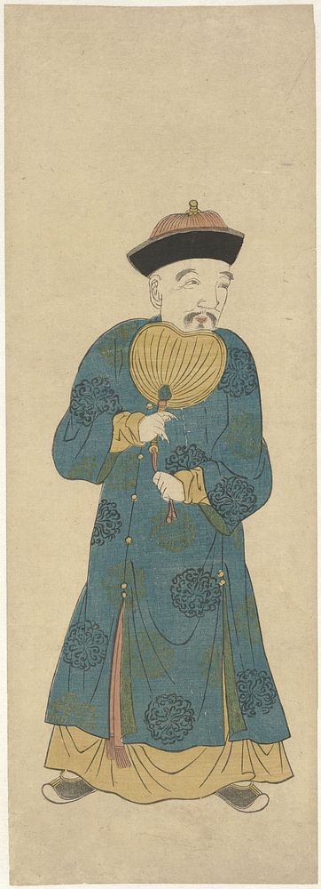 Chinese man met waaier (1740 - 1840) by anonymous