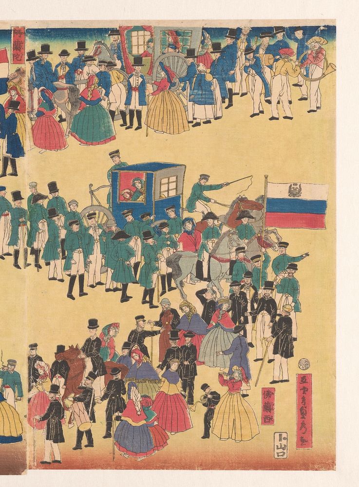 Optocht van mensen uit de Vijf Landen (1861) by Utagawa Sadahide
