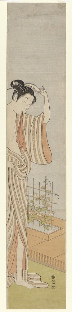 Vrouw na haar bad (1768 - 1769) by Suzuki Harunobu
