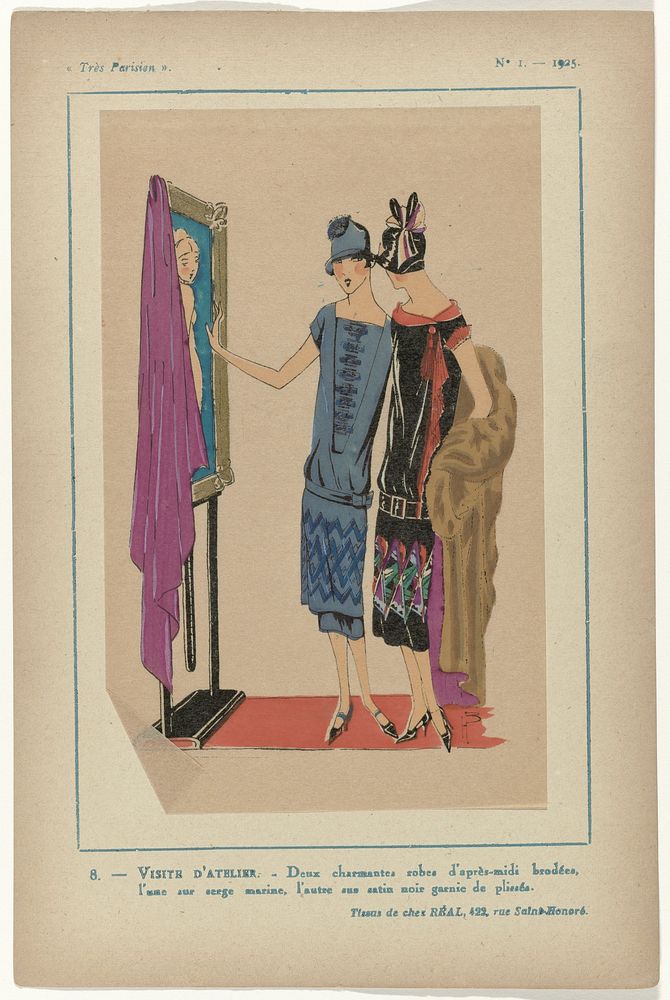 Très Parisien, 1925, No. 1, Pl. 8.- VISITE D'ATELIER. (1925) by G P Joumard