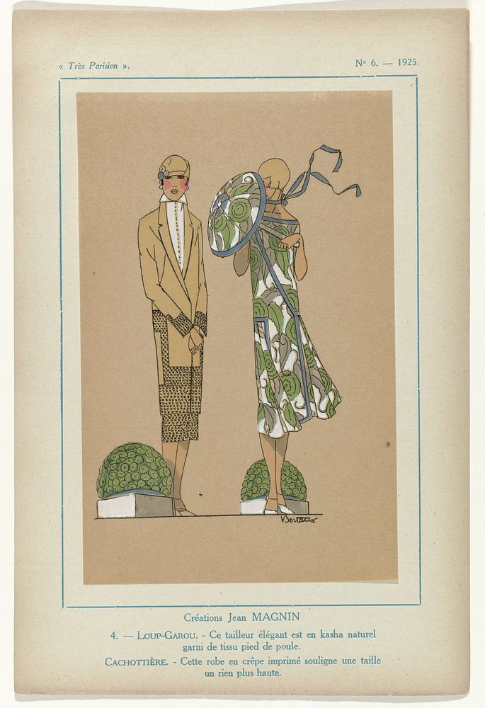 Très Parisien, 1925, No 6, Pl. 4: Créations Jean MAGNIN. - LOUP-GAROU. (1925) by Bertaux and G P Joumard