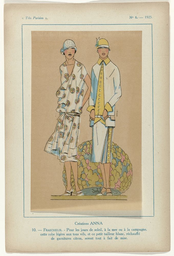 Très Parisien, 1925, No. 6, pl. 19: Créations ANNA. -FRAICHEUR (1925) by G P Joumard and Bertaux