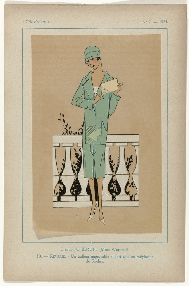 Très Parisien, 1925,  No. 7, Pl. 10:  Création CHERUIT  - RÊVERIE (1925) by G P Joumard
