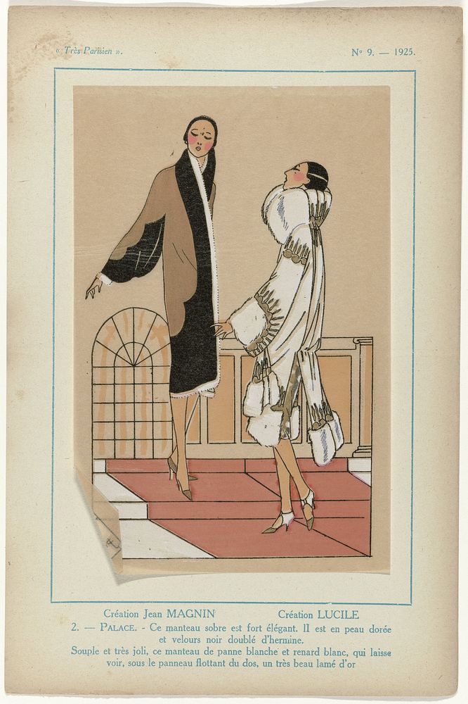Très Parisien, 1925,  No. 9, Pl. 2: Création Jean MAGNIN Création LUCILLE. - PALACE (1925) by G P Joumard