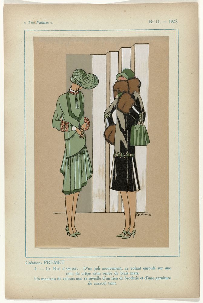 Très Parisien, 1925,  No.11, Pl. 4: Créations PREMET - LE ROI S'AMUSE (1925) by G P Joumard