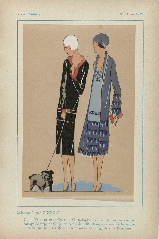Très Parisien, 1925,  No. 11, Pl. 7: Créations Nicole GROULT  - TAIS -TOI MON COEUR (1925) by G P Joumard