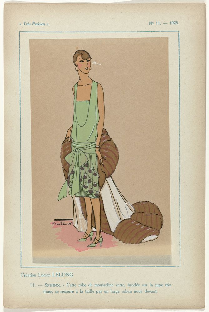 Très Parisien, 1925, No. 11, Pl. 11: Création Lucien LELONG - SPHINX (1925) by G P Joumard