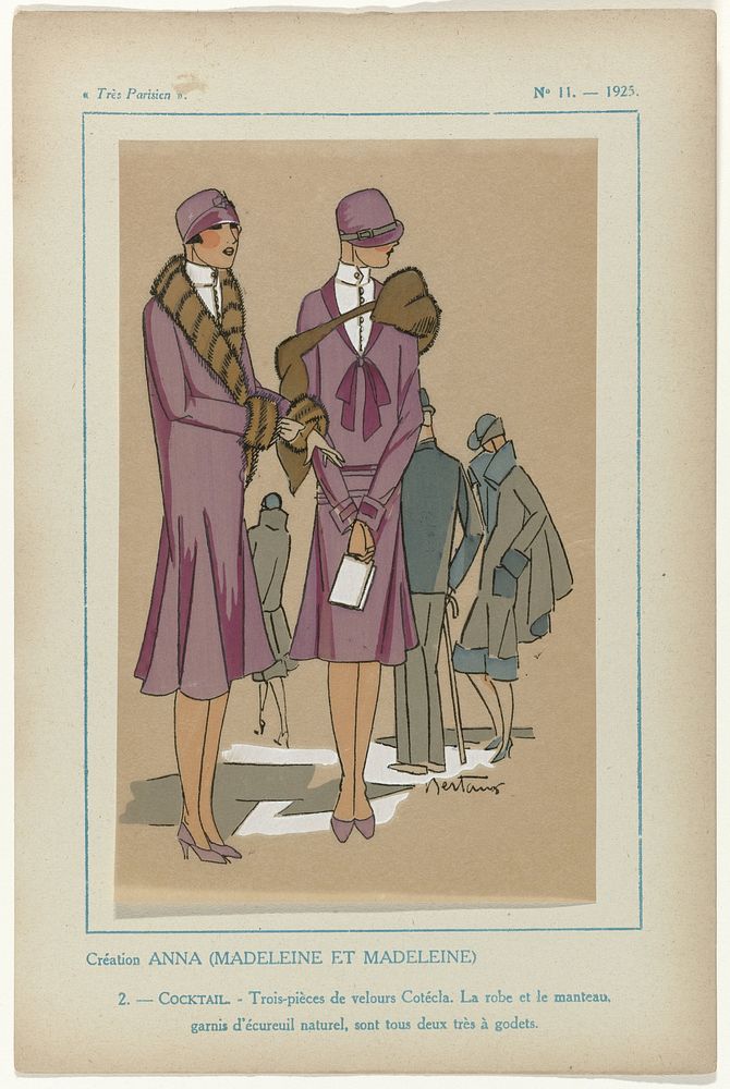 Très Parisien, 1925,  No. 11, Pl. 2: Création ANNA (MADELEINE ET MADELEINE) - COCKTAIL (1925) by Bertaux and G P Joumard