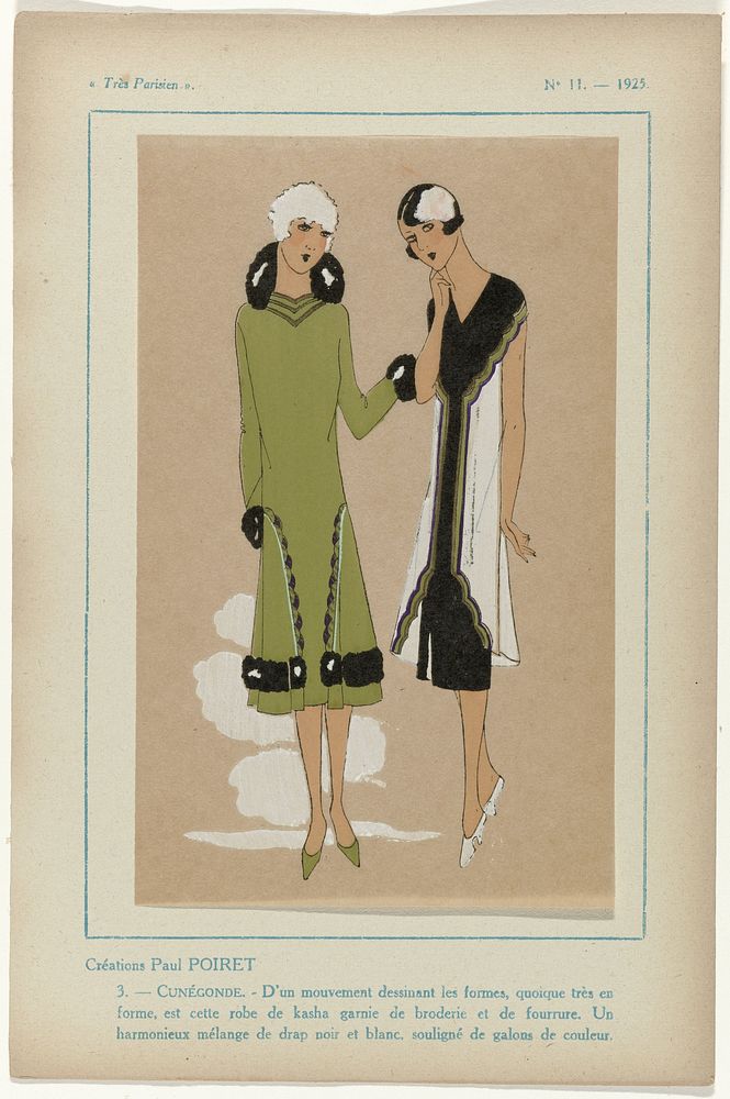 Très Parisien, 1925,  No. 11, Pl. 3: Créations PAUL POIRET - CUNÉGONDE (1925) by G P Joumard