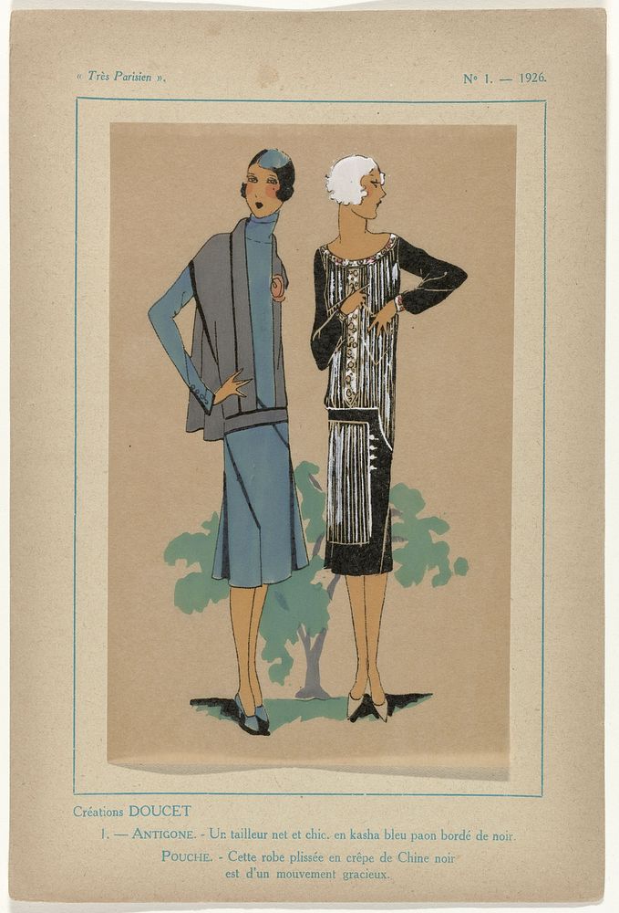 Très Parisien, 1926, No.  1, Pl. 1: Créations DOUCET - ANTIGONE (1926) by G P Joumard