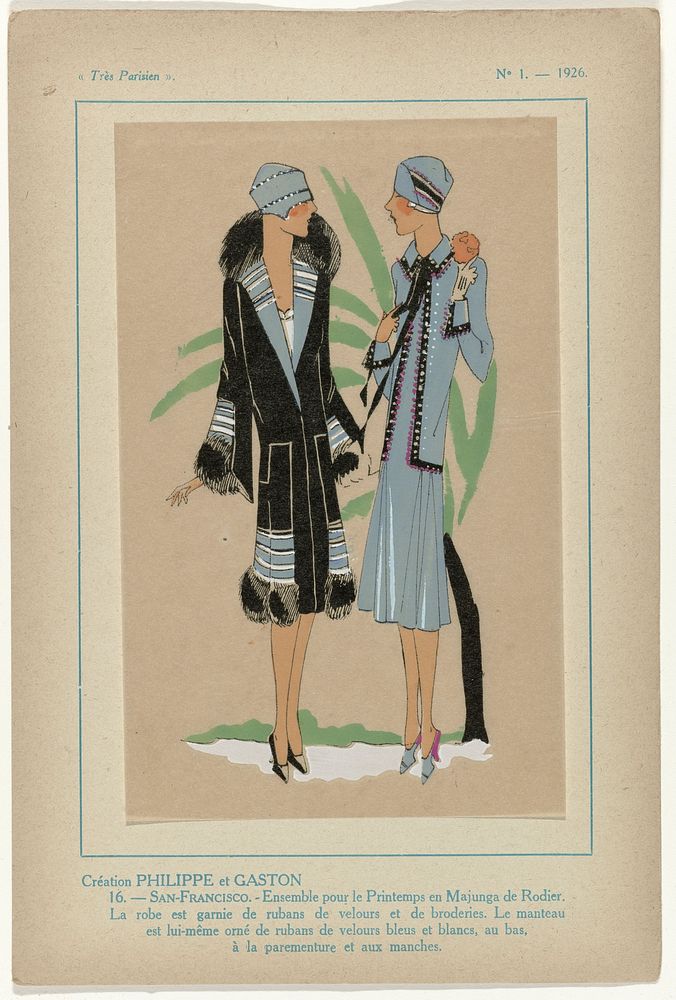 Très Parisien, 1926, No.  1, Pl. 16: Création PHILIPPE et GASTON - SAN-FRANCISCO (1926) by G P Joumard