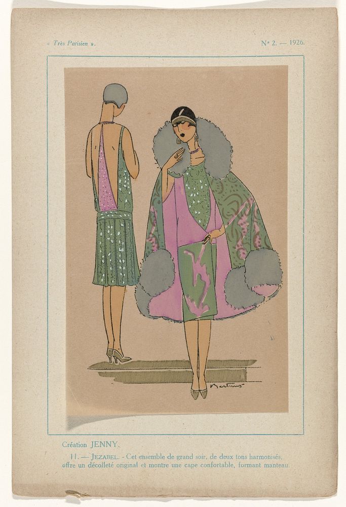 Très Parisien, 1926, No 2, Pl. 11: Création JENNY - JEZABEL (1926) by Bertaux and G P Joumard