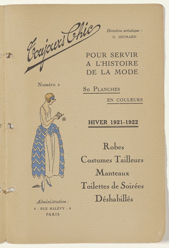 Toujours Chic / pour servir à l'histoire de la mode. Hiver 1921-1922: titelpagina (1921 - 1922) by G P Joumard