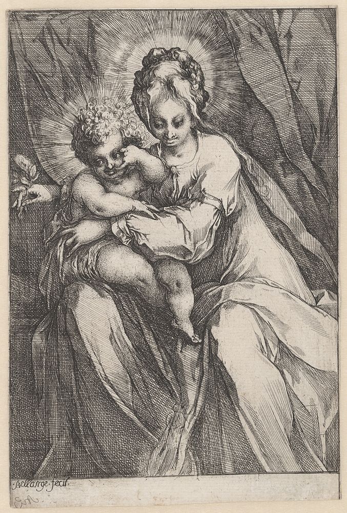 Madonna met kind en een roos (c. 1613 - c. 1615) by Jacques Bellange and Jacques Bellange