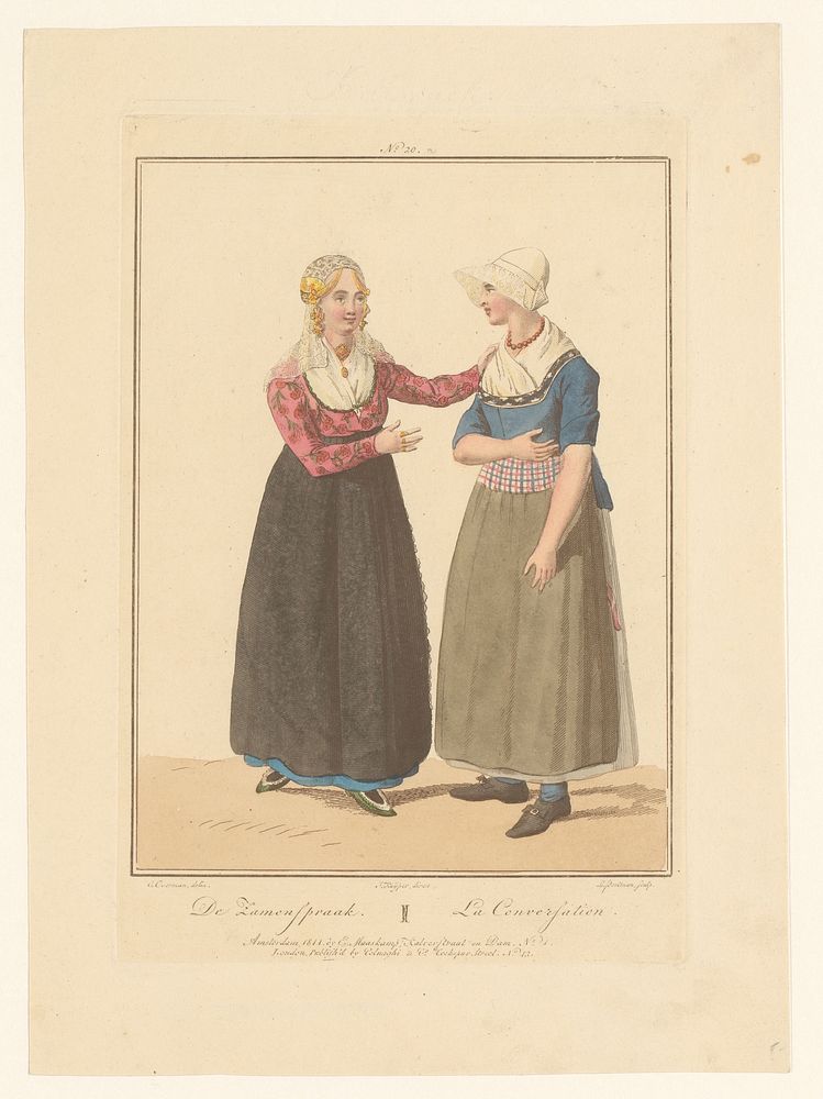 Katwijkse en Volendamse vrouw (1811) by Ludwig Gottlieb Portman, Cornelius Overman, Jacques Kuyper, Evert Maaskamp and…