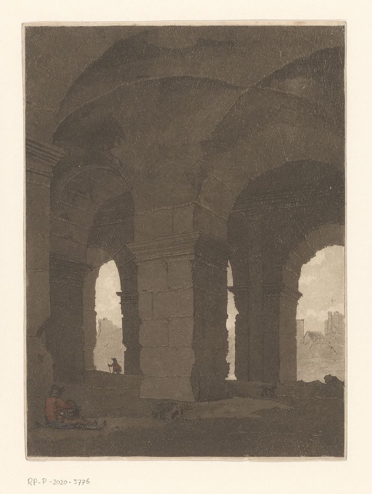 Onder de bogen van het Colosseum (1778 - 1838) by Anthonie van den Bos and Jean Grandjean