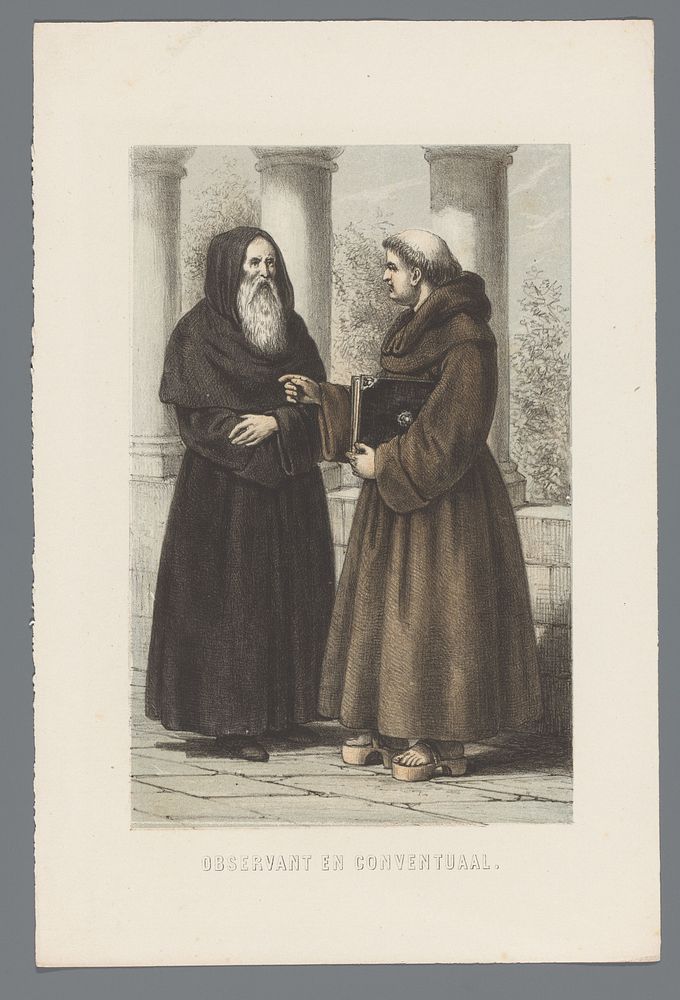 Franciscaner observant en conventuaal met elkaar in gesprek (1865 - 1874) by David van der Kellen 1827 1895, David van der…