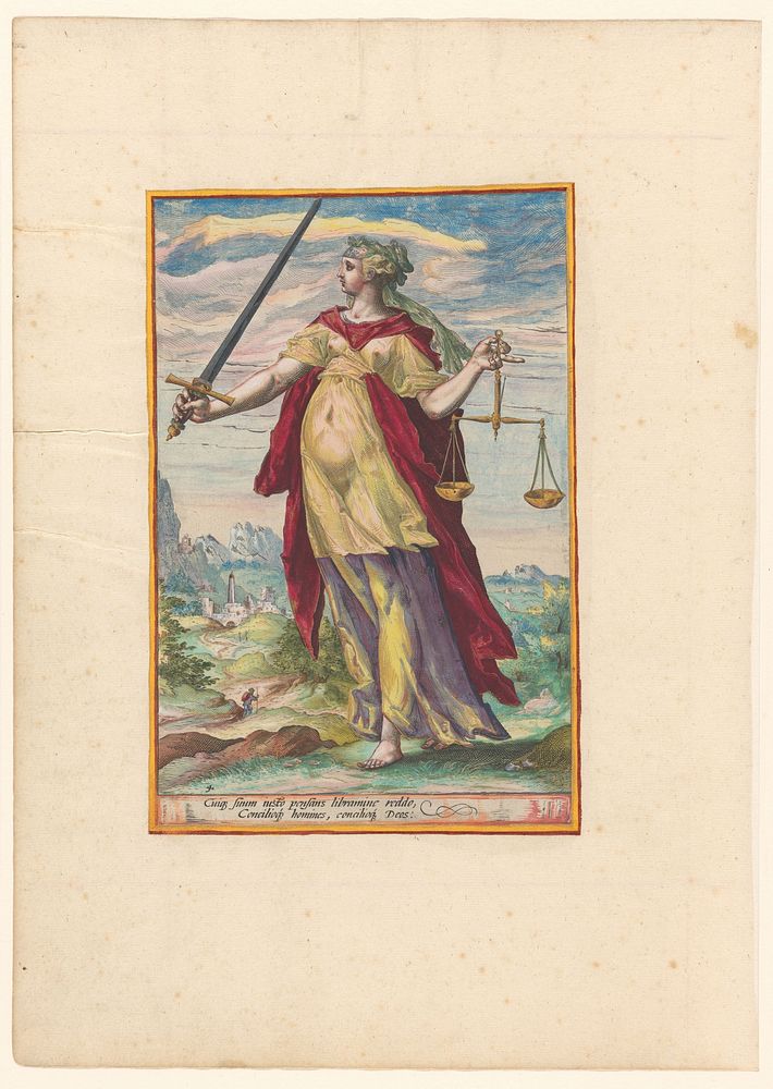 Gerechtigheid (Justitia) (1598) by Jacob Matham, Hendrick Goltzius, Hendrick Goltzius and Monogrammist MÖ