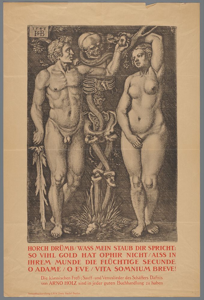 Affiche voor: Arno Holz, Des Schäfers Dafnis Fress-, Sauf- und Venuslieder, 1924 (in or before 1924) by anonymous, Hans…