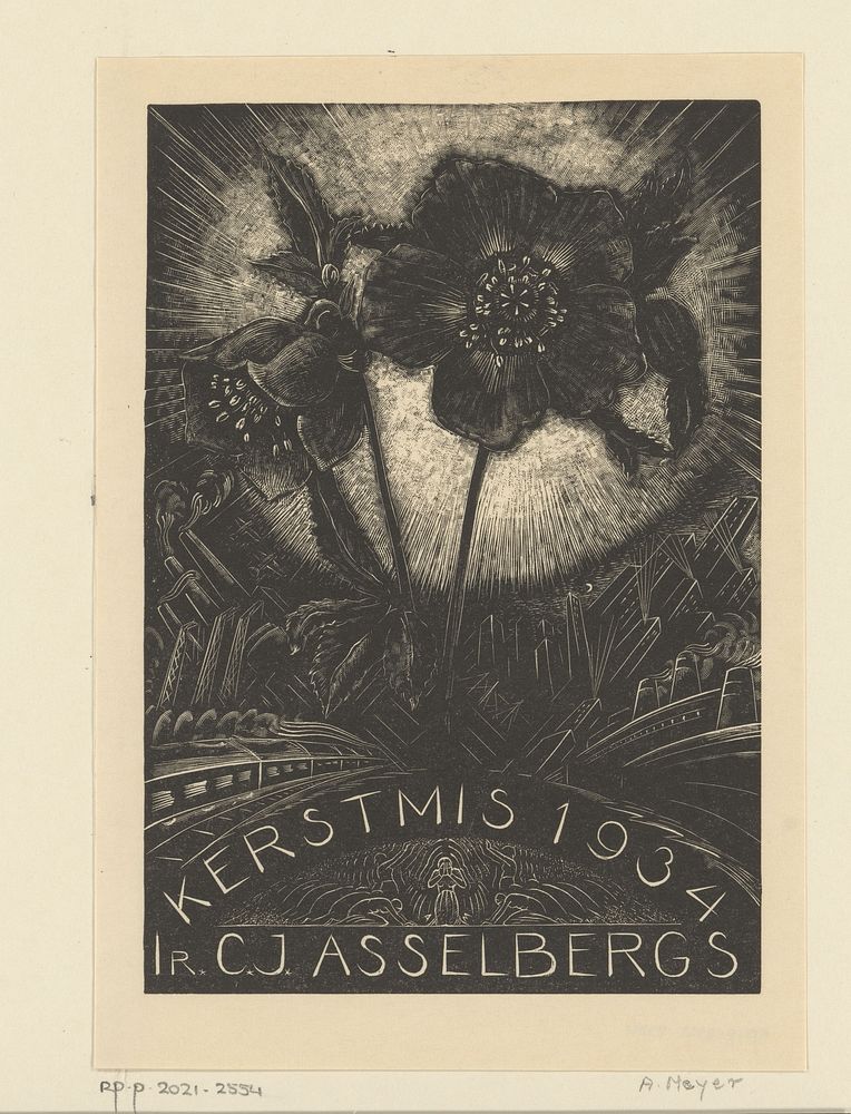 Kerstkaart voor 1934 van C.J. Asselbergs (1934) by Agta Meijer