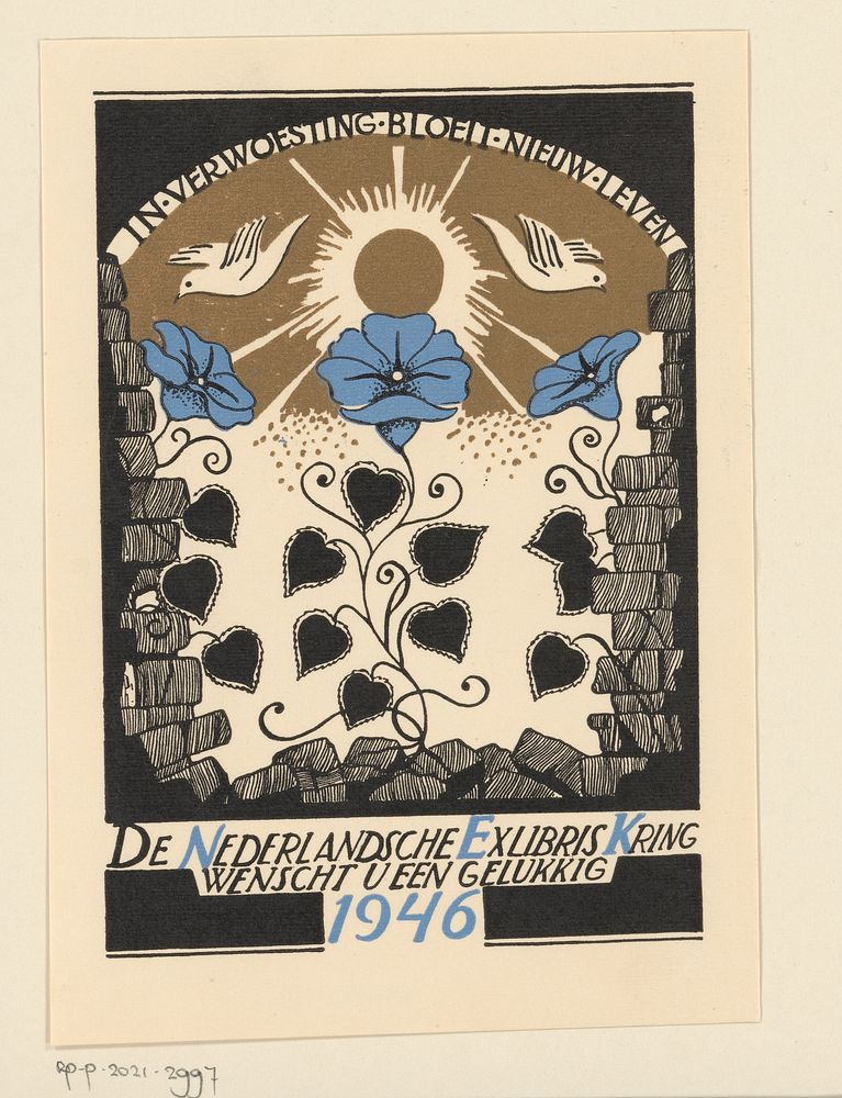 Nieuwjaarswens voor 1946 van de Nederlandsche Exlibriskring (1945) by anonymous and Nederlandsche Exlibriskring