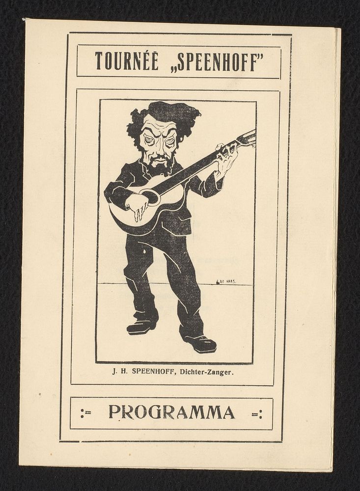 Programma voor de 'Buitengewone liederenavond' tijdens 'Tournee Speenhoff' (in or after 1905 - in or before 1923) by…