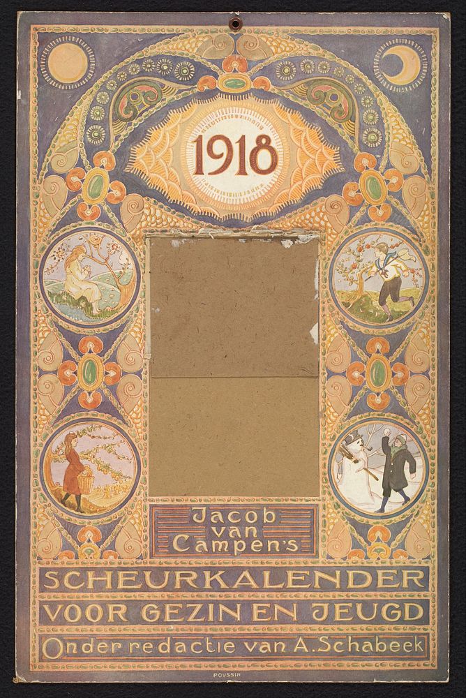 Kalenderschild van een kalender voor 1918 (1917) by anonymous and Poussin