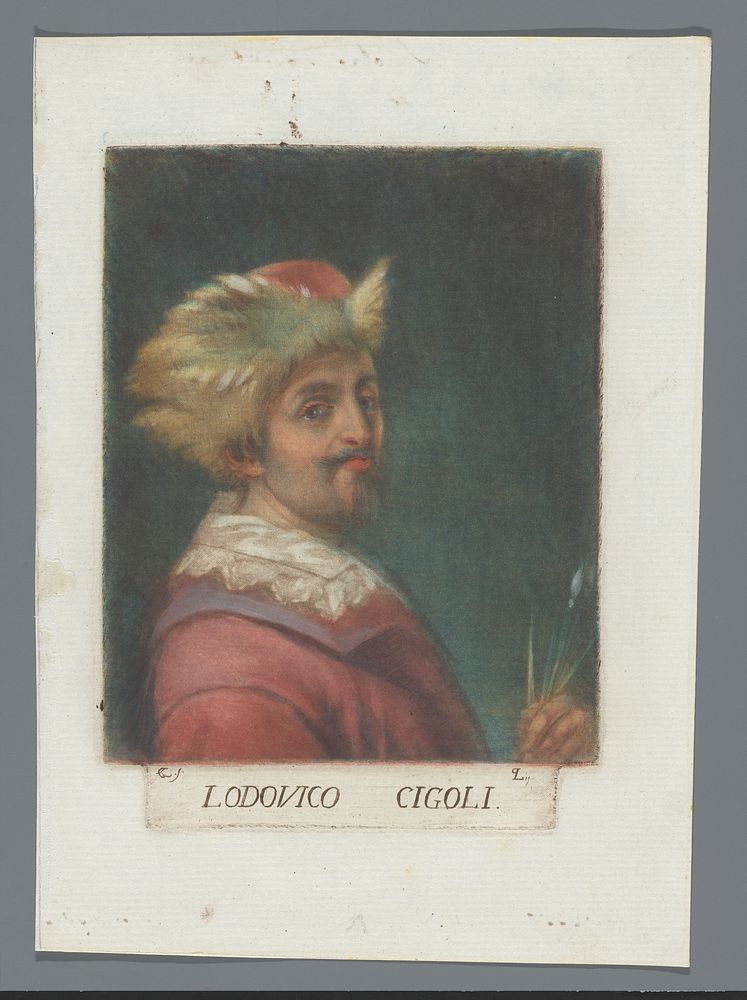 Portret van Lodovico Cigoli (1789) by Carlo Lasinio, Cigoli and Labrelis