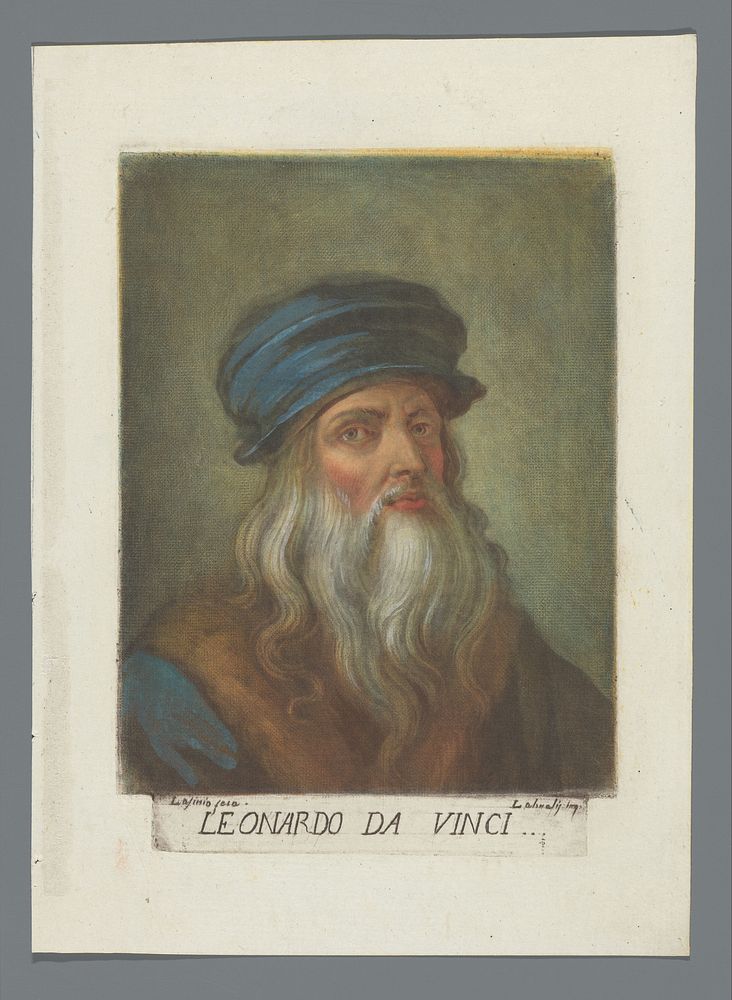 Portret van Leonardo da Vinci (1789) by Carlo Lasinio, Leonardo da Vinci and Labrelis