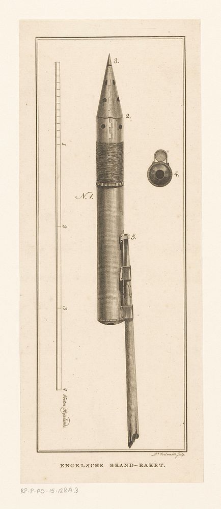 Congreveraket, mogelijk gebruikt door de Engelsen bij het bombardement van Vlissingen, 1809 (1809 - 1810) by Daniël…
