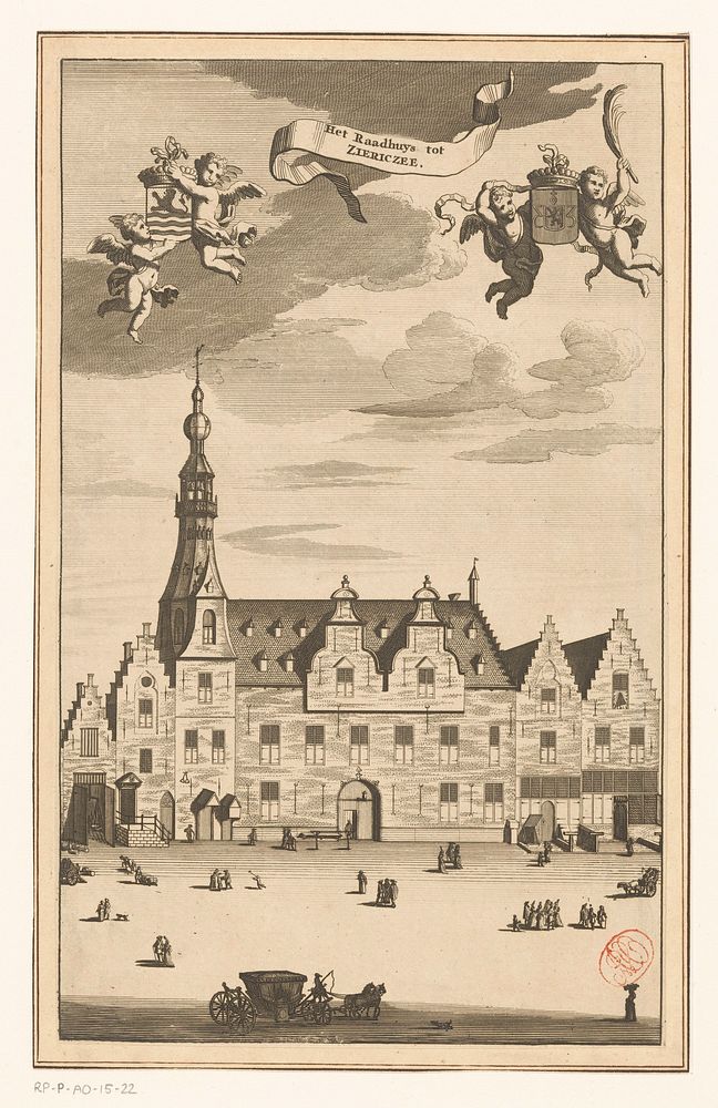 Gezicht op het stadhuis van Zierikzee (1696 - 1728) by anonymous, Johannes Meertens, Abraham van Someren and Pieter van der…