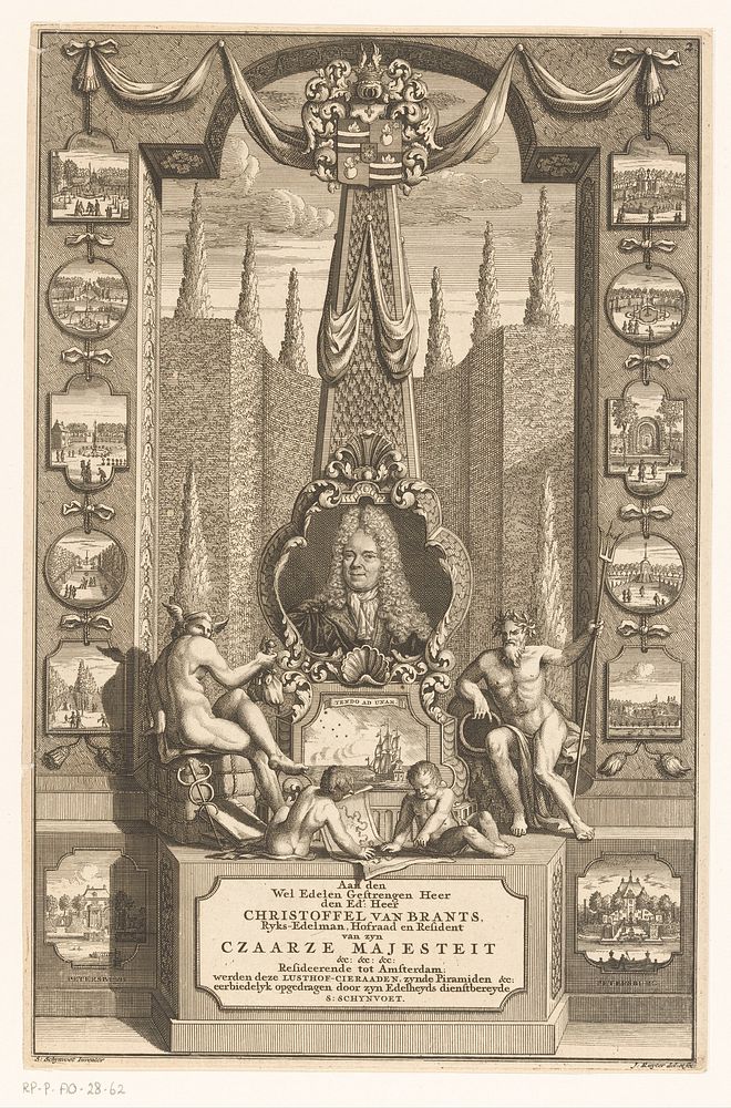 Portret van Christoffel van Brants met opdracht (1742 - 1770) by Jan Ruyter, Jan Ruyter, Simon Schijnvoet, Simon Schijnvoet…