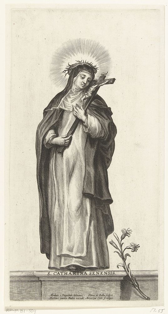 Heilige Catharina van Siena met crucifix (1623 - 1660) by Pieter de Bailliu I, Abraham van Diepenbeeck and Martinus van den…