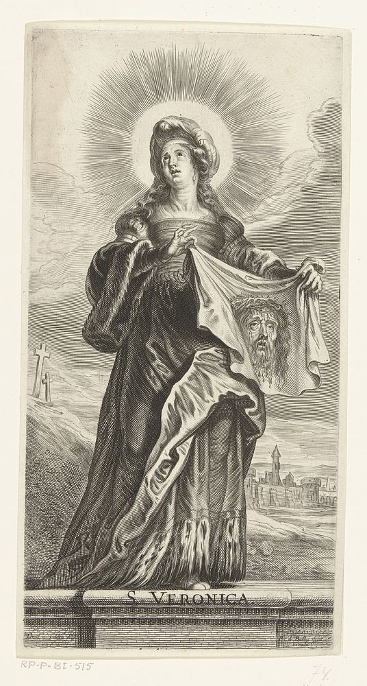 Heilige Veronica met zweetdoek (sudarium) (1623 - 1660) by Pieter de Bailliu I, Theodoor van Thulden and Pieter de Bailliu I