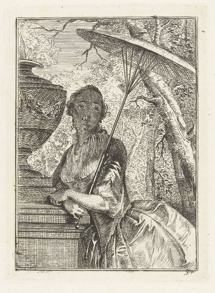 Vrouw met parasol (1740 - 1801) by Jacobus Buys