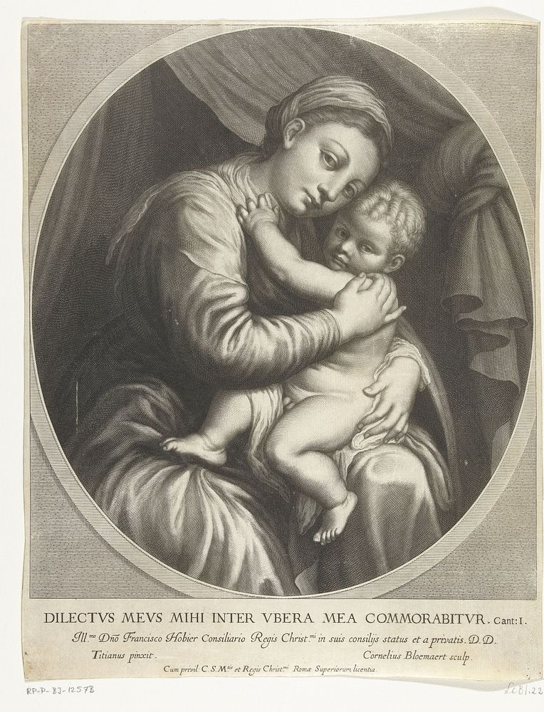 Zittende Madonna (1633 - 1692) by Cornelis Bloemaert II, Titiaan and Senaat van Rome