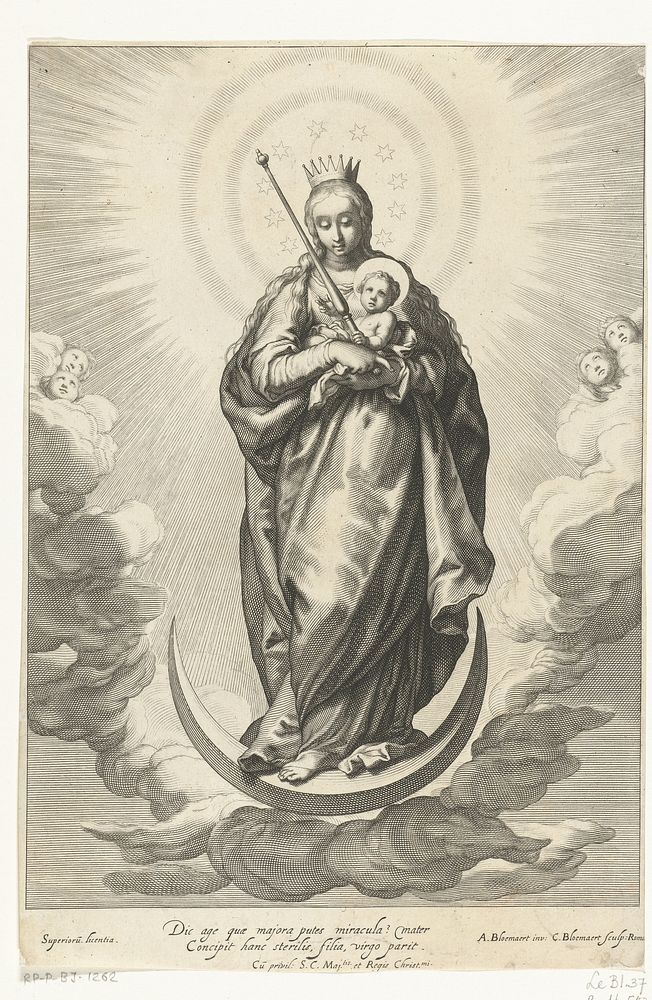 Staande Madonna op de maansikkel (after c. 1633 - before c. 1637) by Cornelis Bloemaert II, Abraham Bloemaert and Senaat van…
