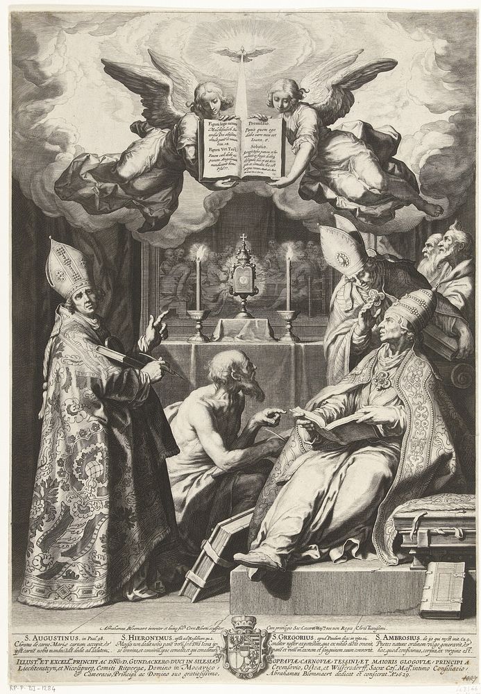 De vier kerkvaderen (1629) by Cornelis Bloemaert II, Abraham Bloemaert, Cornelis Bloemaert II and Abraham Bloemaert
