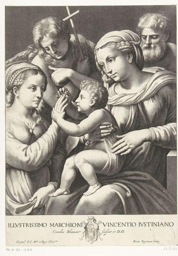 Het huwelijk van de heilige Catharina (1633 - 1637) by Cornelis Bloemaert II, Giulio Romano, Senaat van Rome and Cornelis…