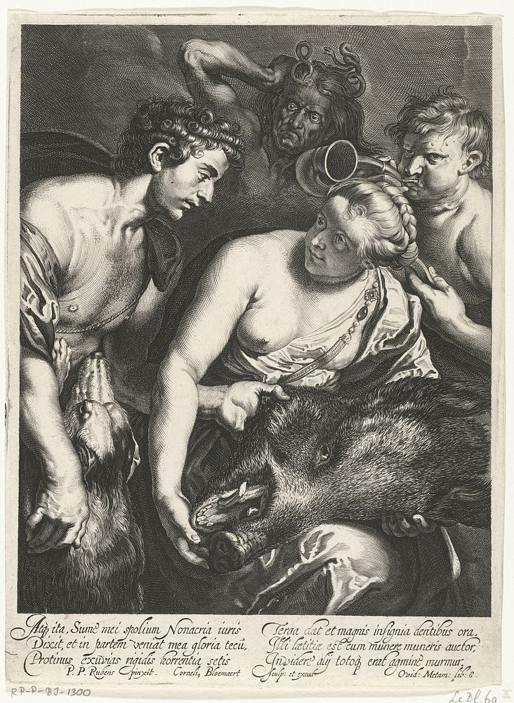 Meleager en Atalanta (c. 1618 - c. 1630) by Cornelis Bloemaert II, Peter Paul Rubens and Cornelis Bloemaert II