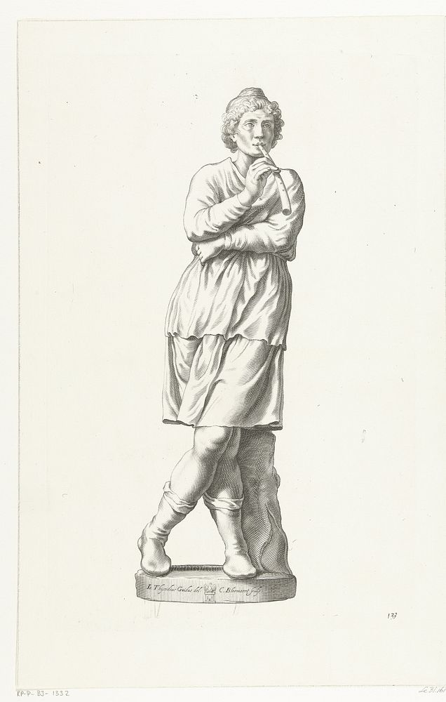 Fluitspeler (c. 1636) by Cornelis Bloemaert II and Giovanni Citosibio Guidi