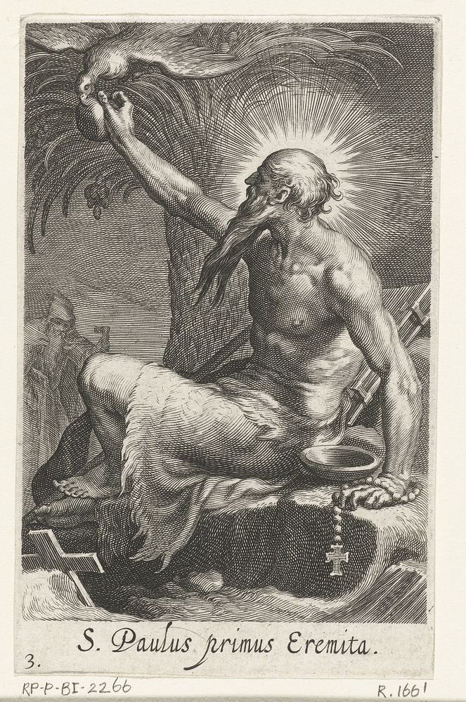 Heilige Paulus van Thebe als kluizenaar (1619) by Boëtius Adamsz Bolswert, Abraham Bloemaert, Boëtius Adamsz Bolswert and…