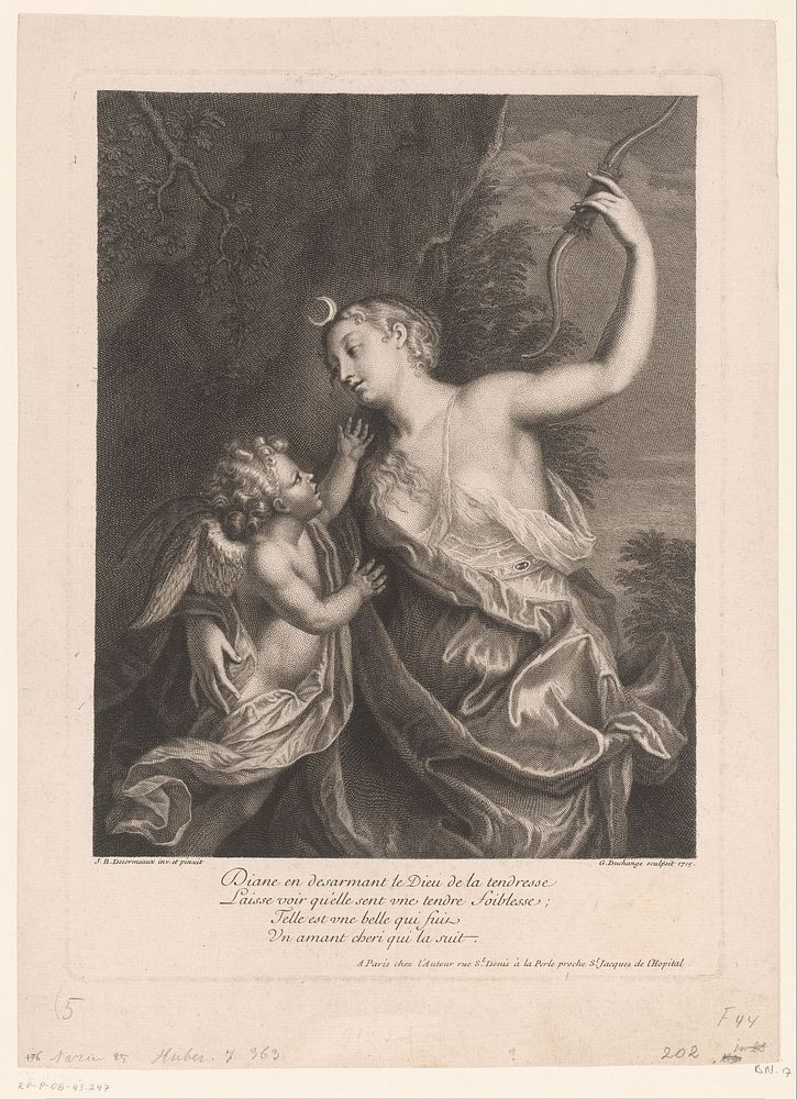 Diana ontwapent Amor (1715) by Gaspard Duchange, Jean Baptiste Desormeaux, Jean Baptiste Desormeaux and Gaspard Duchange